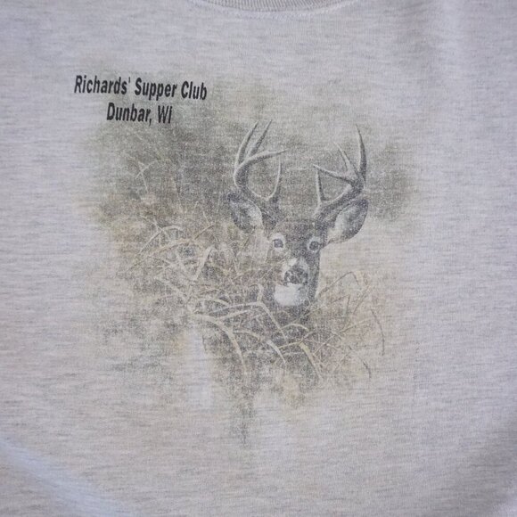 '90s Jerzees Gray Hunting Buck Outdoor Cotton Blend Boxy Fit Crewneck Sweater 2X - Picture 3 of 8